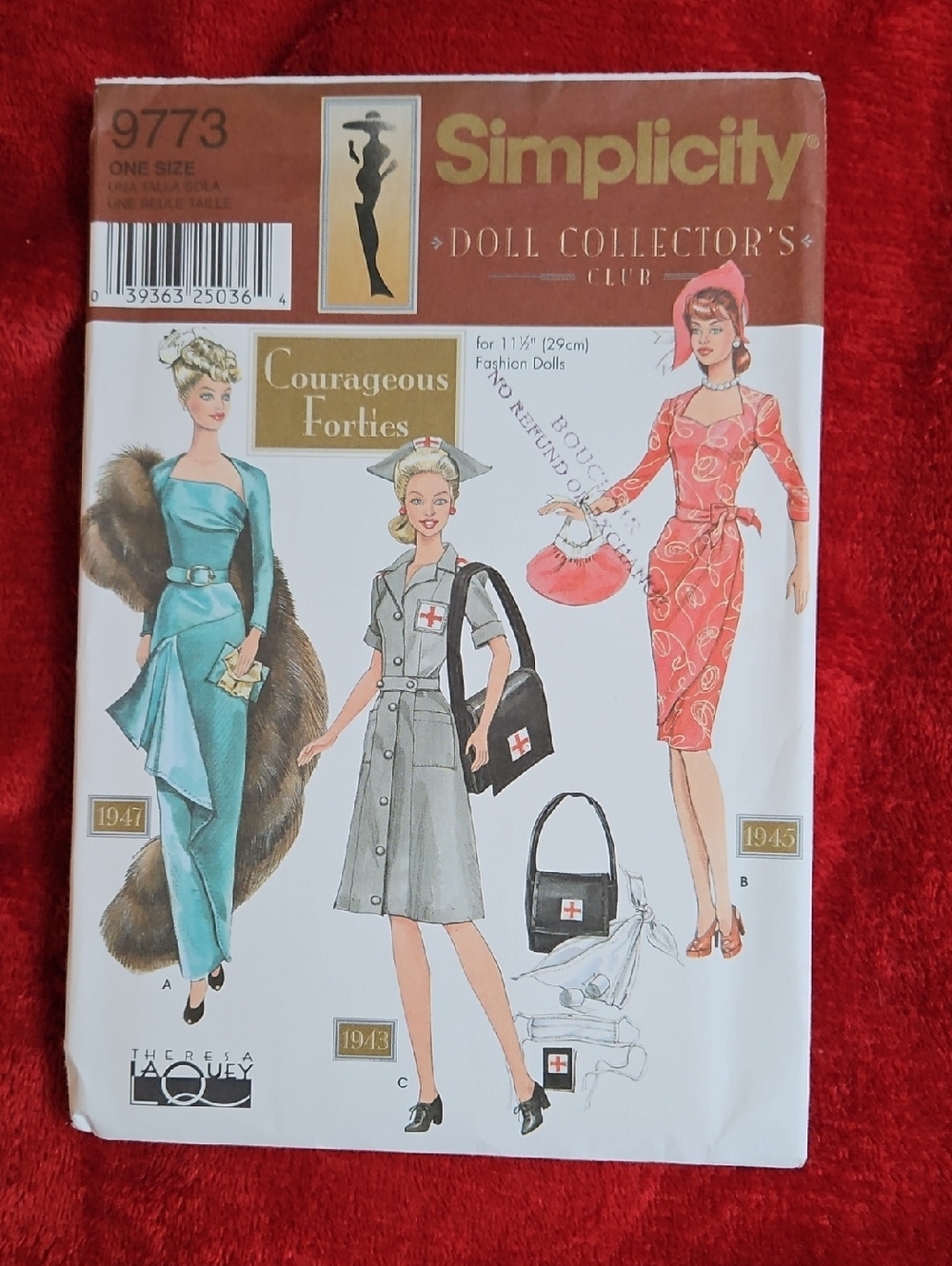 Simplicity Uncut 1940s Fashion Barbie Doll Sewing Pattern